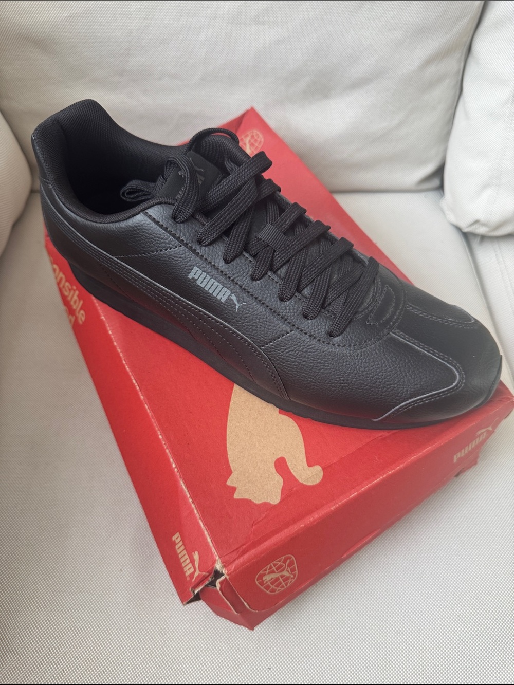 Puma Men's Black Low-Profile Leather Sneaker